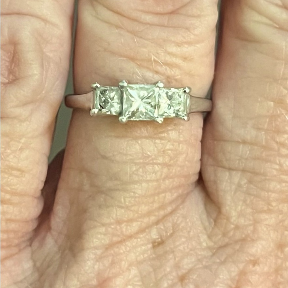 3/4 ct total weight Princess cut 3 stone ring